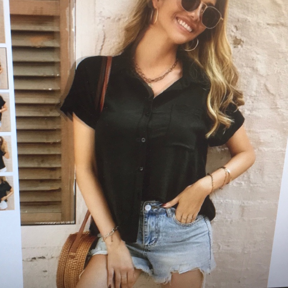 G.I.L.I./BLACK-GUAZE BUTTON DOWN FRONT SHIRT - Picture 3 of 16